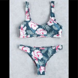 Floral Print Scoop Neck Bikini Set 👙